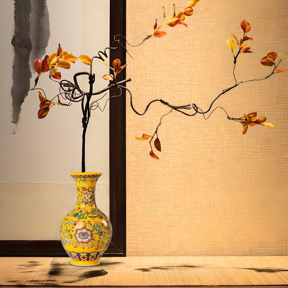 Yellow Ceramic Begonia Vase